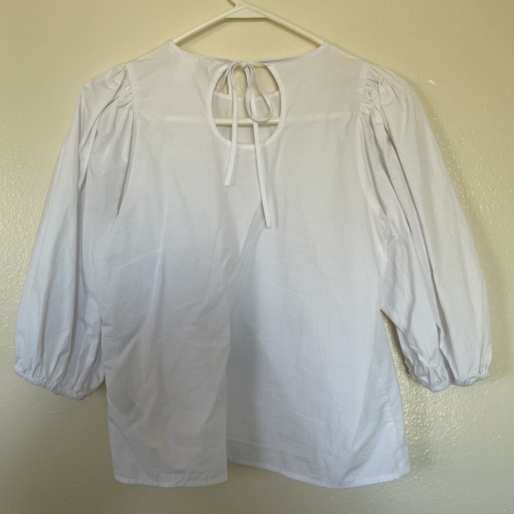 White puff-sleeve peasant top